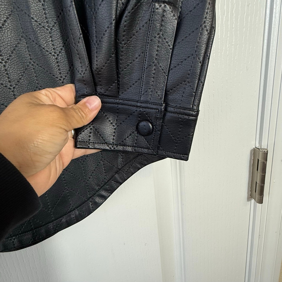 Liverpool Black Chevron Quilted Faux Leather Jacket M - Picture 5 of 13